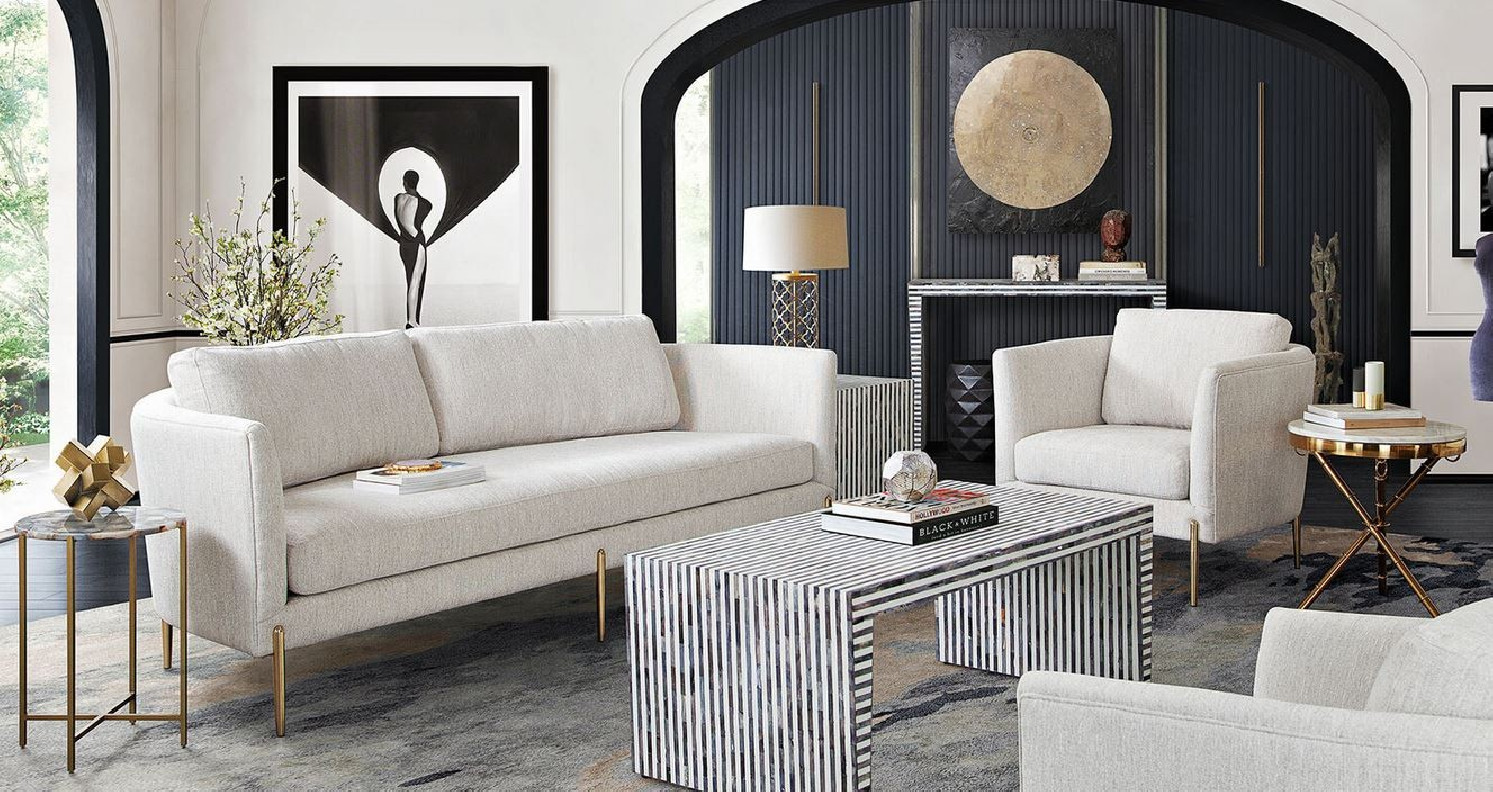 Lane Collection Sofa Modern & Clean Design in Cream Fabric By Diamond Sofa