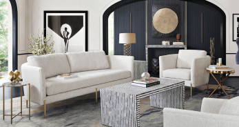 Lane Collection Sofa Modern & Clean Design in Cream Fabric By Diamond Sofa