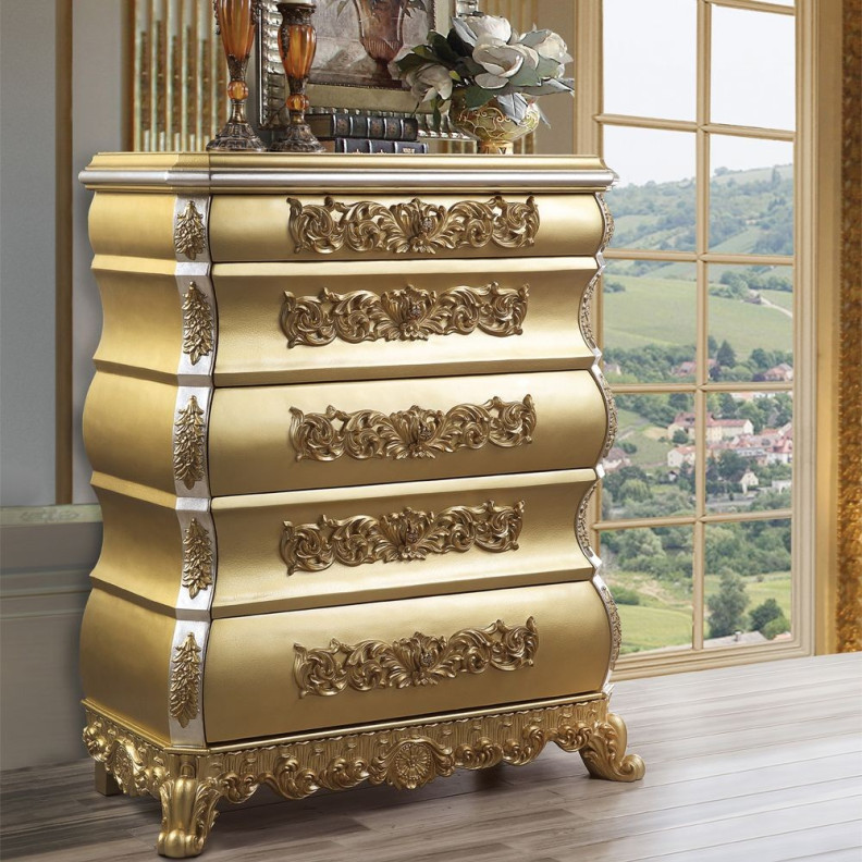 BD00455 Gold Finish Chest Seville Collection By Acme Furniture