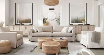 Savannah Collection Sofa Modern & Clean Design in Sand Natural Linen by Diamond Sofa