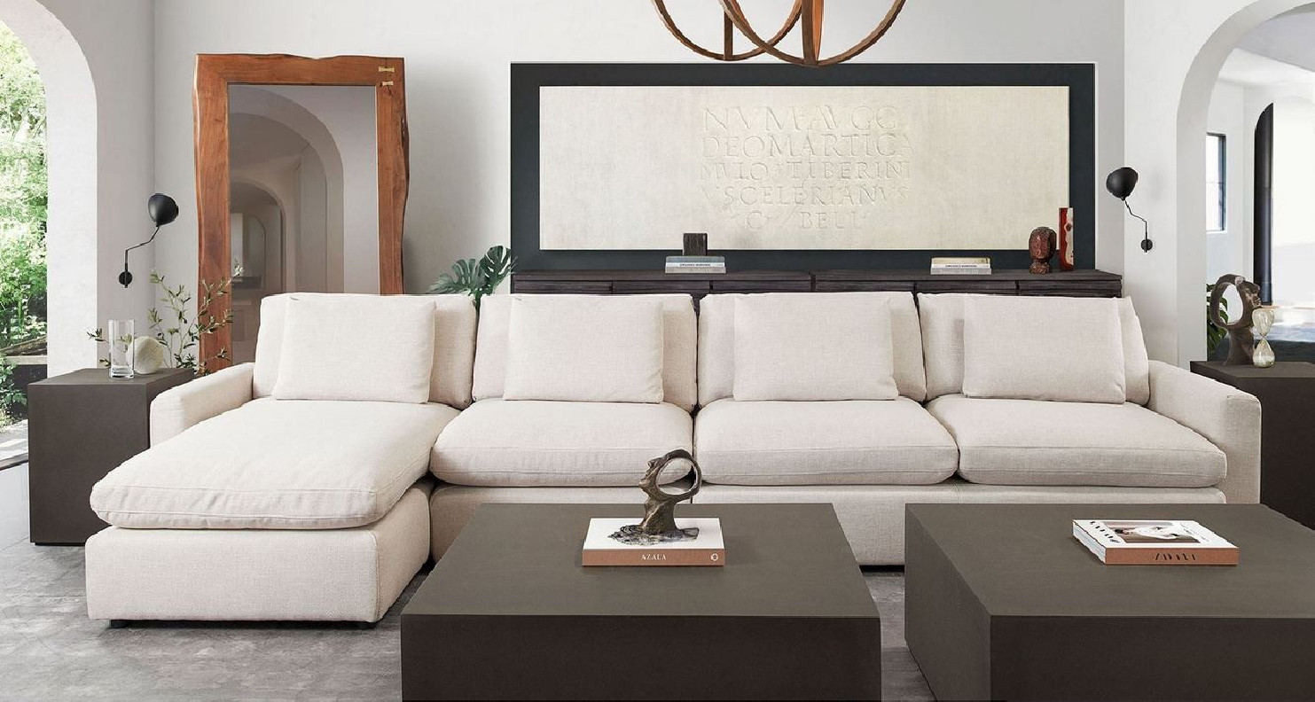 Arcadia Collection 3PC contemporary and modern Reversible Sectional in ivory fabric by Diamond Sofa