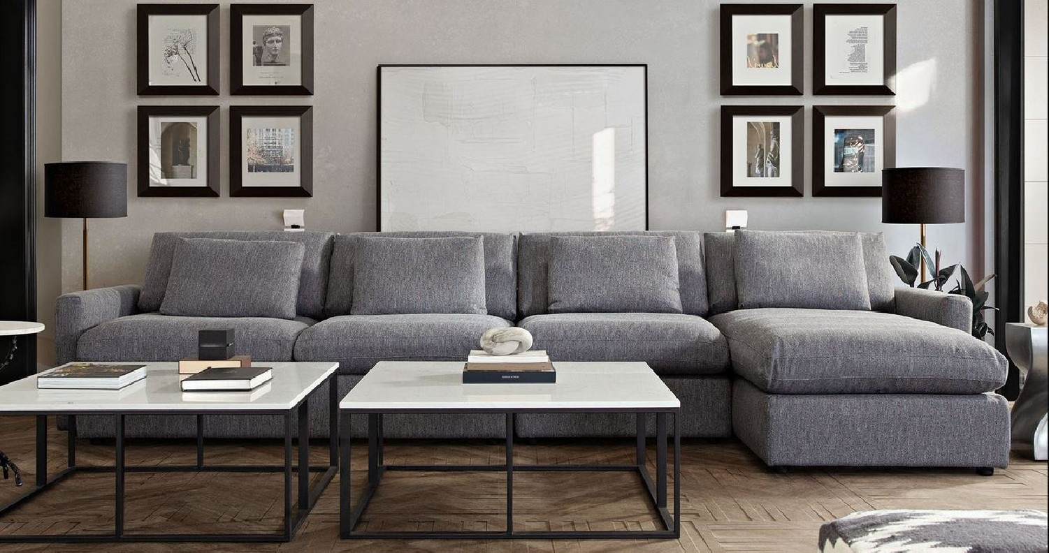Arcadia Collection 3PC contemporary and modern Reversible Sectional in grey fabric by Diamond Sofa