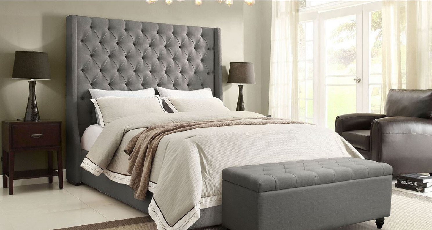 Park Avenue Grey Linen Bed By Diamond Sofa