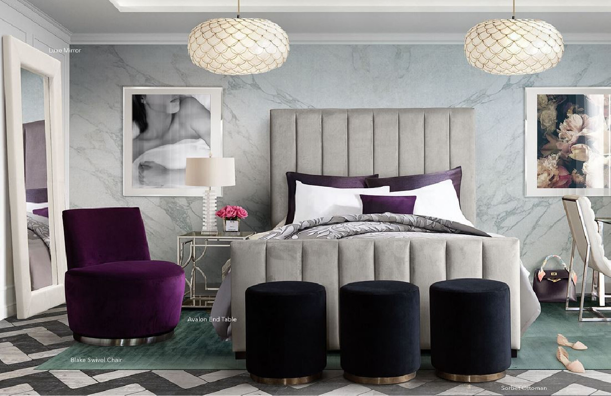 Venus Grey Velvet Queen Bed By Diamond Sofa