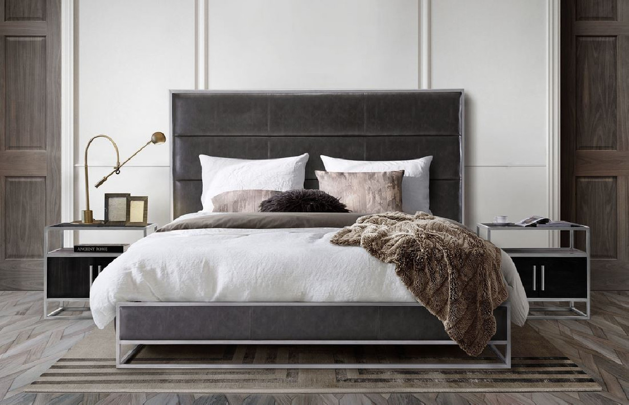 Empire Grey PU Queen Bed By Diamond Sofa