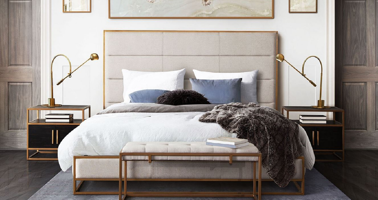 Empire Sand Fabric Queen Bed By Diamond Sofa