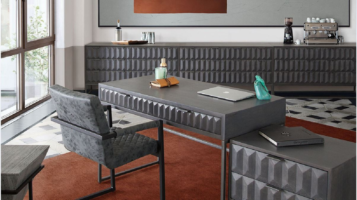 Spectrum Collection Modern Home Office Desk in smoke gray Wood Desk By Diamond Sofa