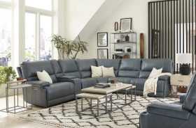 6PC Whitman-Verona Azure Top Grain Leather Modular Powered Free Motion Cordless By Parker-House Furniture. MWHI-PACKA(H)-P50-VAZ
