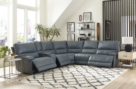 6PC Whitman-Verona Azure Top Grain Leather Modular Powered Free Motion Cordless By Parker-House Furniture. MWHI-PACKA(H)-P50-VAZ