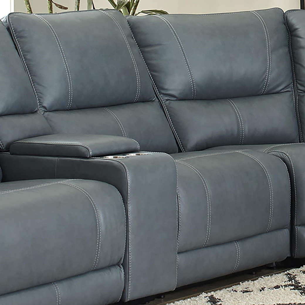 6PC Whitman-Verona Azure Top Grain Leather Modular Powered Free Motion Cordless By Parker-House Furniture. MWHI-PACKA(H)-P50-VAZ
