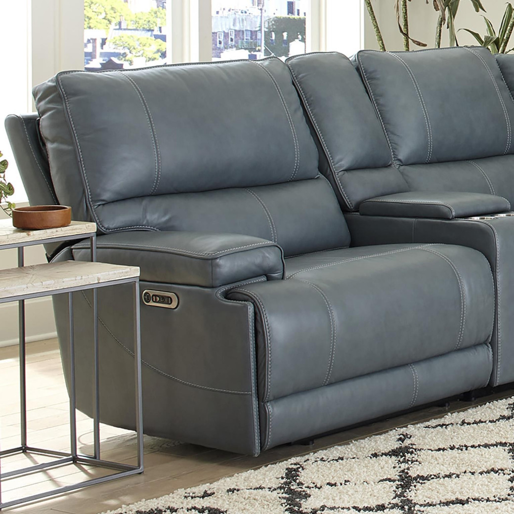 6PC Whitman-Verona Azure Top Grain Leather Modular Powered Free Motion Cordless By Parker-House Furniture. MWHI-PACKA(H)-P50-VAZ
