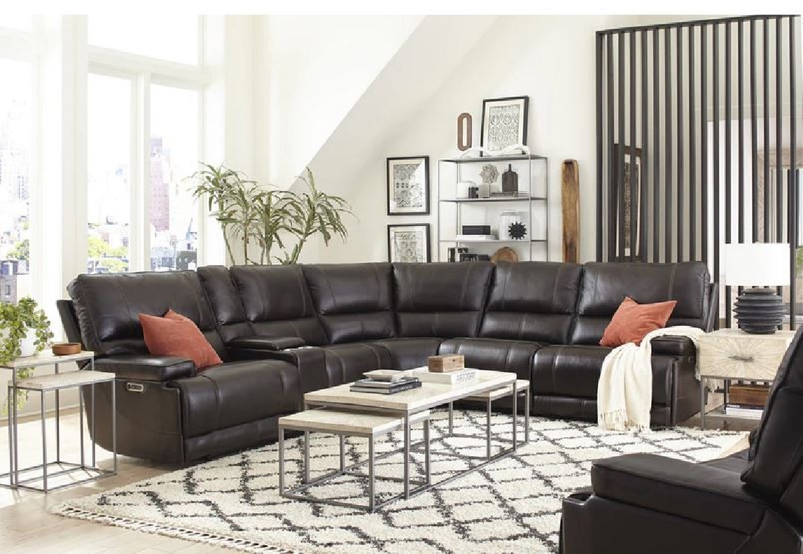6PC Whitman Verona Coffee Top Grain Leather Modular Powered Free Motion Cordless By Parker-House Furniture.MWHI-PACKA(H)-P50-VCO
