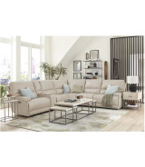 6PC Whitman Verona Linen Top Grain Leather Modular Powered Free Motion Cordless By Parker-House Furniture. MWHI-PACKA(H)-P50-VLI