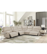 6PC Whitman Verona Linen Top Grain Leather Modular Powered Free Motion Cordless By Parker-House Furniture. MWHI-PACKA(H)-P50-VLI