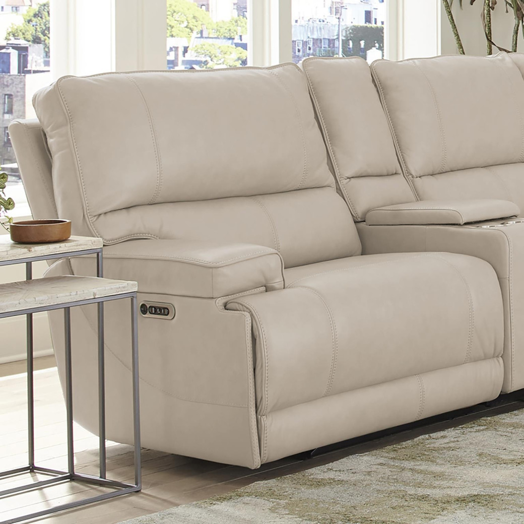 6PC Whitman Verona Linen Top Grain Leather Modular Powered Free Motion Cordless By Parker-House Furniture. MWHI-PACKA(H)-P50-VLI