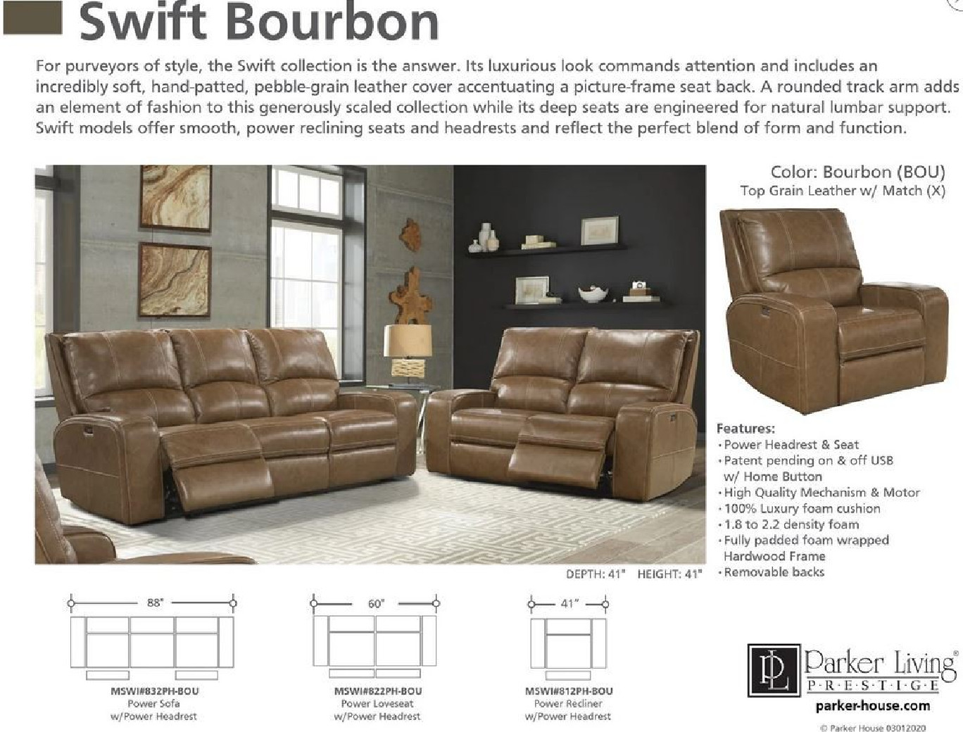 Parker-House Swift-Bourboun Powered By Free Motion Power Cordless Swivel Glider Recliner. MSWI812PH-BOU