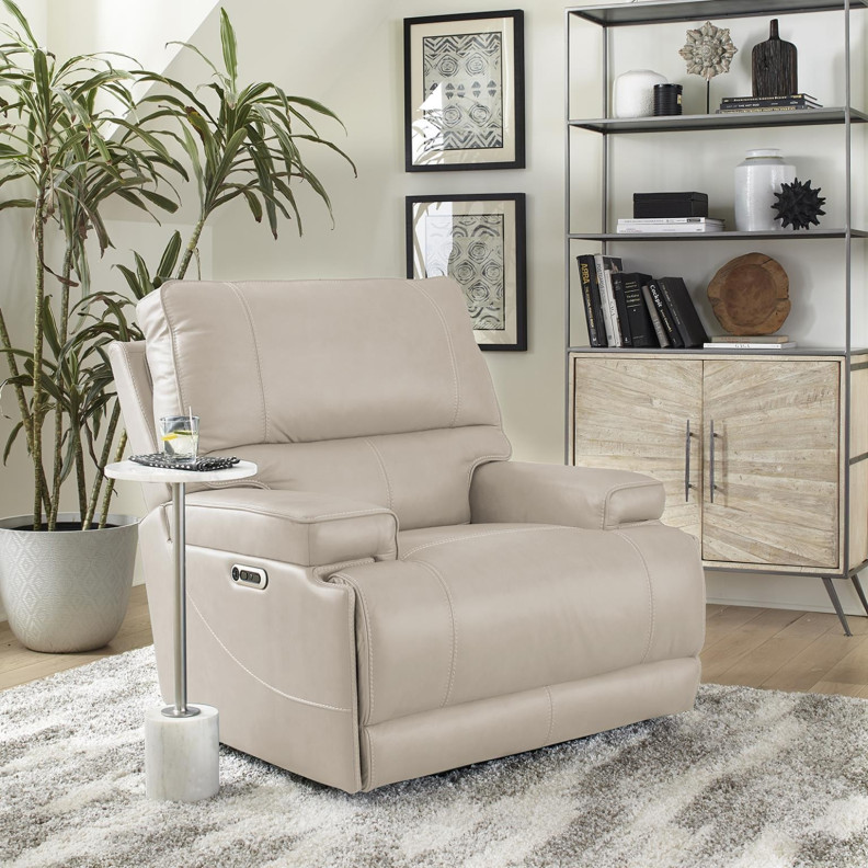 Whitman Verona Linen Top Grain Leather Recliner Powered Free Motion Cordless By Parker-House Furniture. MWHI812PH-P25-VLI