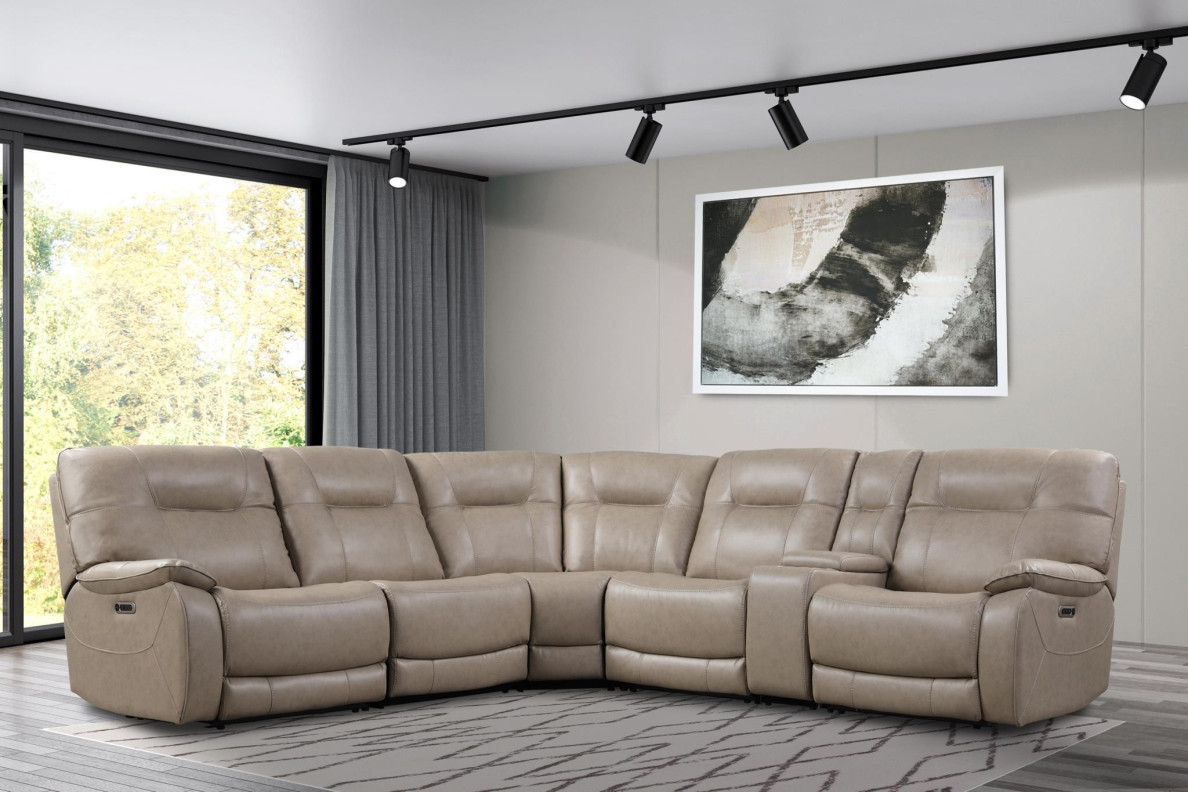 6PC Axel-Parchment Power Sectional with headrests By Parker House Furniture