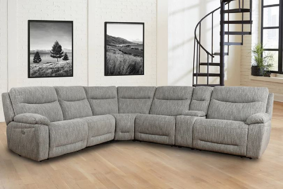 6PC Apollo Grey Power Sectional with headrests By Parker House Furniture