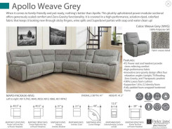 6PC Apollo Grey Power Sectional with headrests By Parker House Furniture
