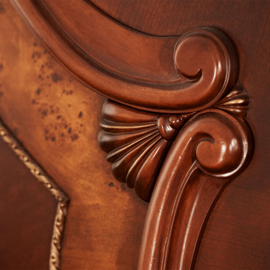 Queen Sleigh Bed honey walnut finish Cortina Collection by Michael Amini NF65011-28