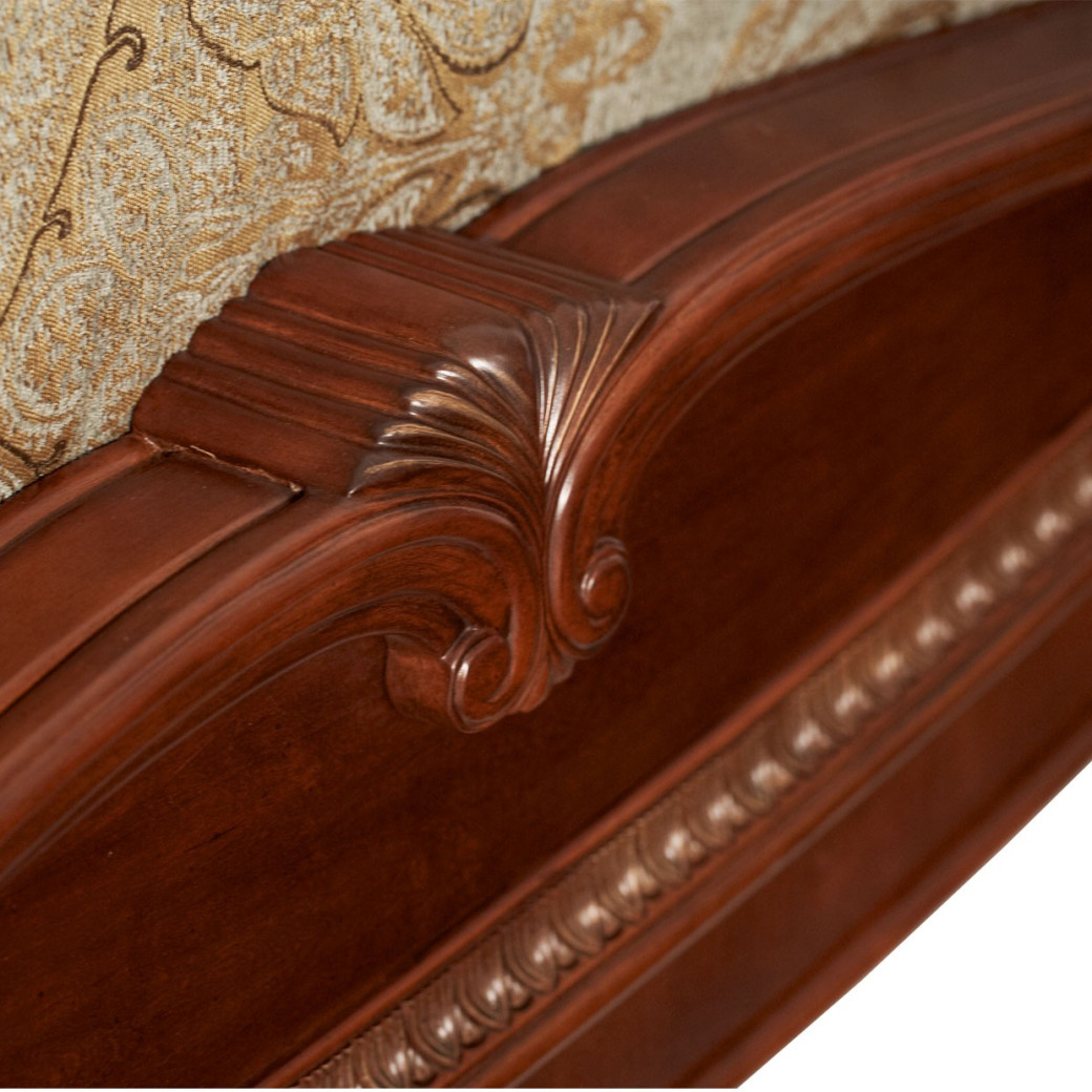 Queen Sleigh Bed honey walnut finish Cortina Collection by Michael Amini NF65011-28