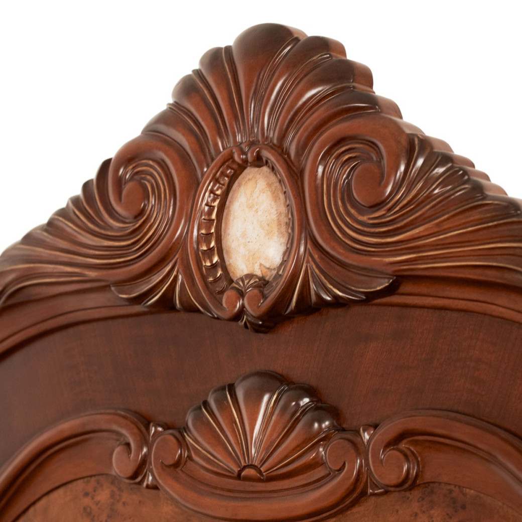 Queen Sleigh Bed honey walnut finish Cortina Collection by Michael Amini NF65011-28