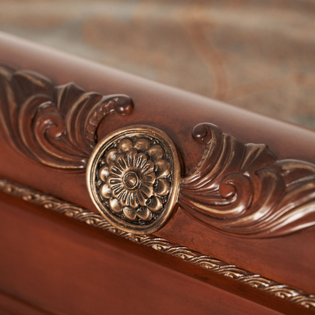 Queen Sleigh Bed honey walnut finish Cortina Collection by Michael Amini NF65011-28