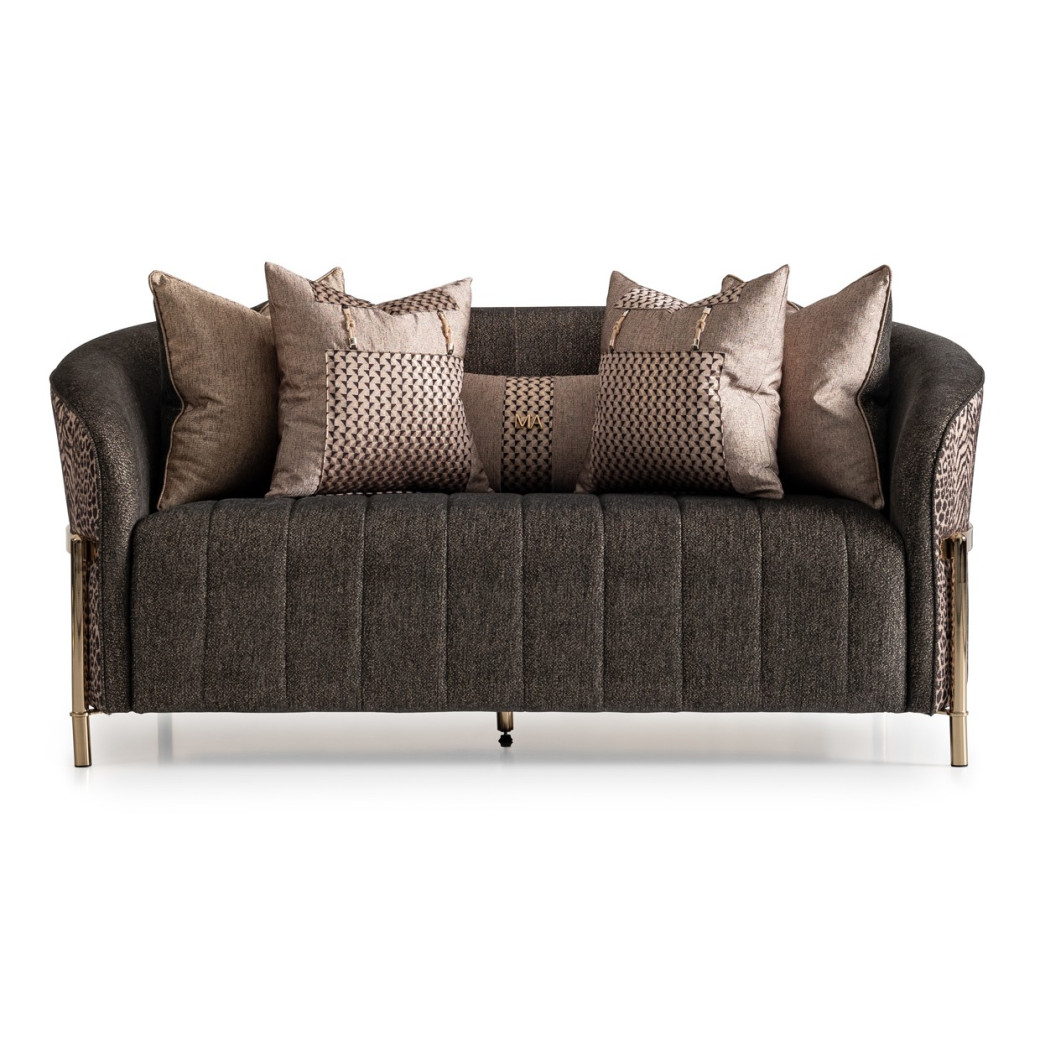 LFR-LSBN825-ONX-806 Lisbon Onyx Gold Love Seat By Michael Amini