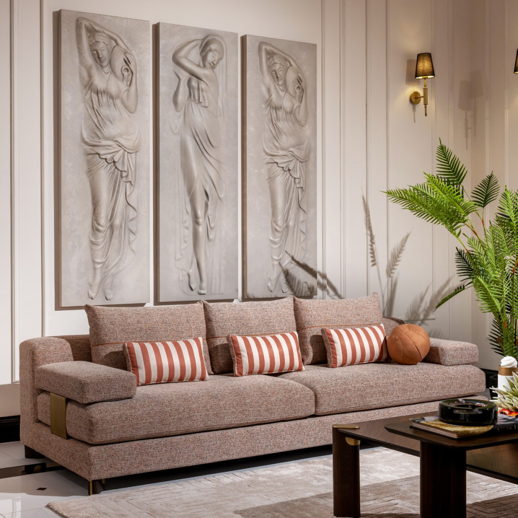 Sofa Bonfire Eggshell Walnut Amora Collection By Michael Amini. LFR-AMRA815-FIR-223