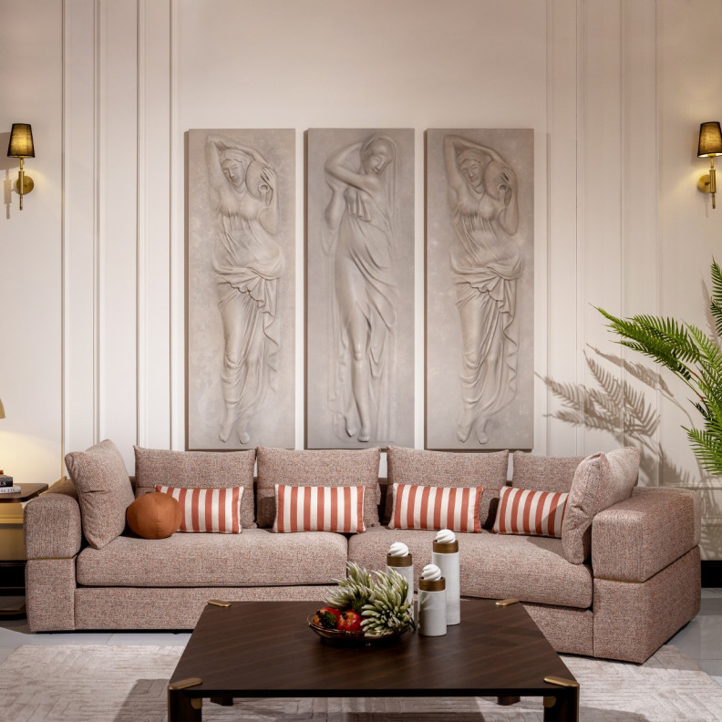 2PC Sofa Bonfire Eggshell Walnut Amora Collection By Michael Amini.LFR-AMRA816-FIR-223