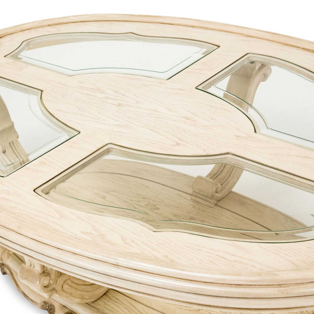 Oval Cocktail Table Champagne Platine de Royale Champagne By Michael Aminni