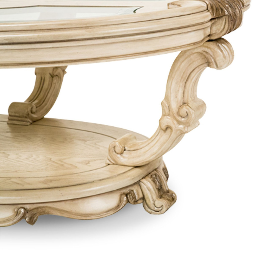 Oval Cocktail Table Champagne Platine de Royale Champagne By Michael Aminni