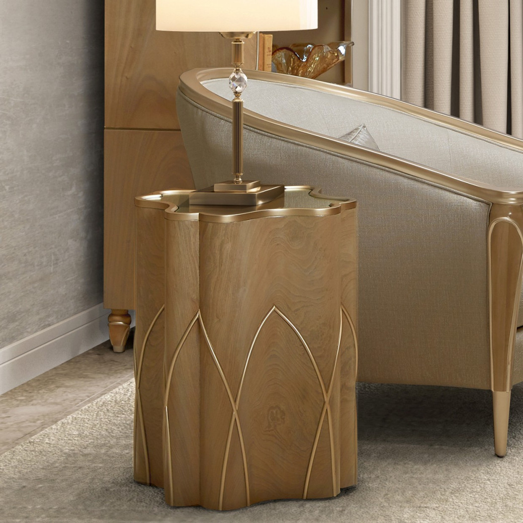Chairside Table Caramel Villa Cherie Collection By Michael Amini