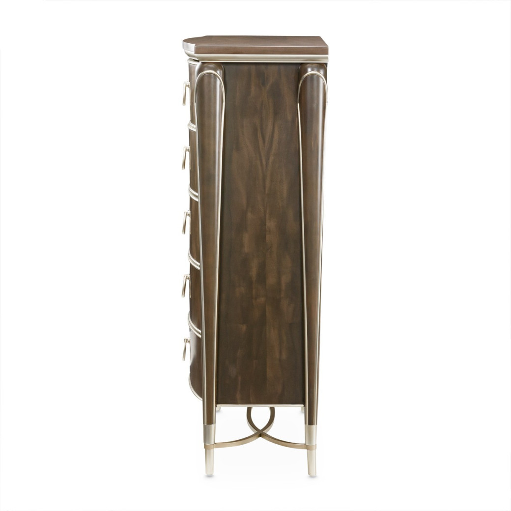 Highboy Vertical Storage Cabinets-Chest Of Drawers Villa Cherrie Hazelnut Collection By Michael Amini