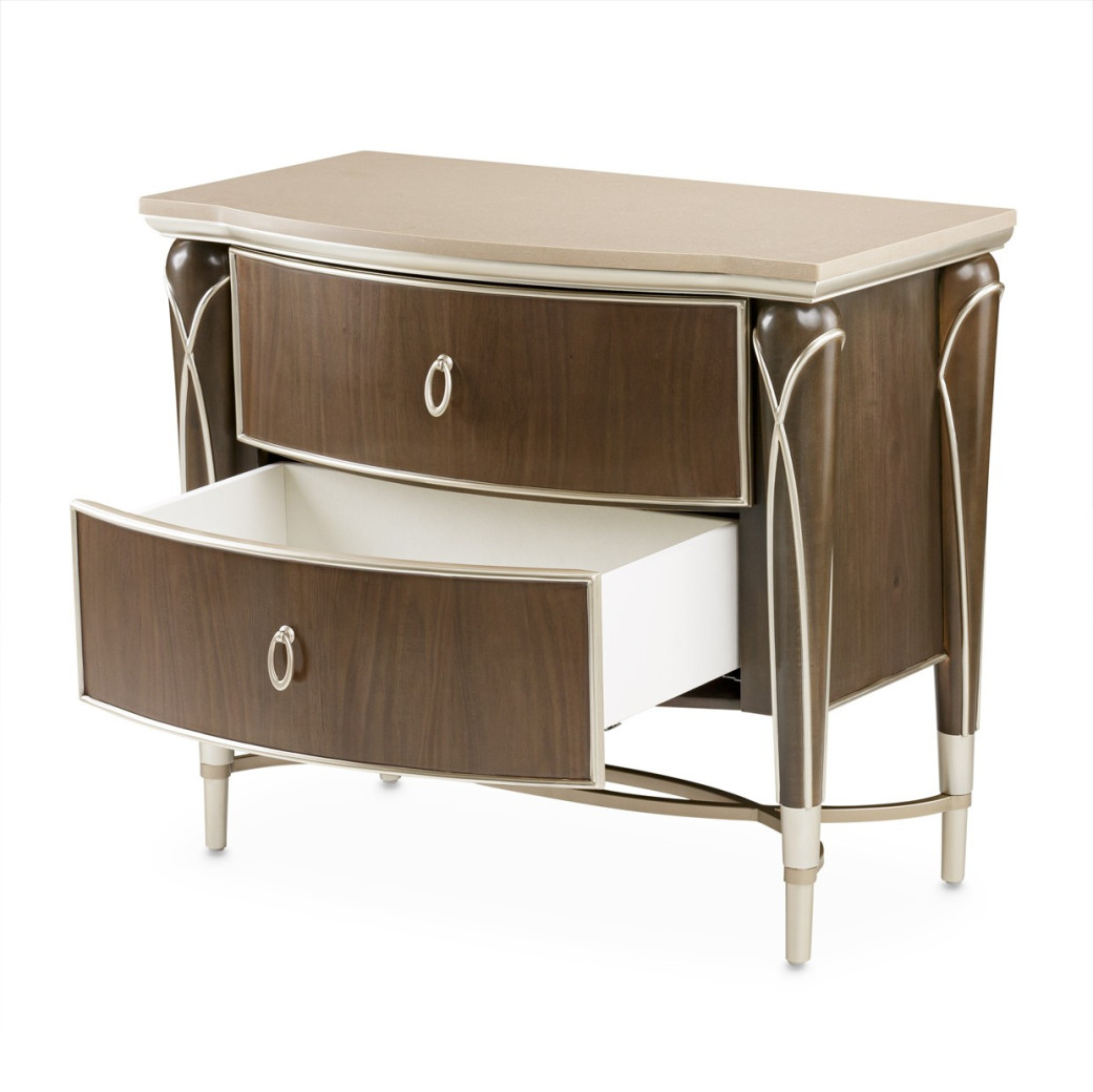 Accent Cabinet-Night Stand Villa Cherrie Hazelnut Collection By Michael Amini
