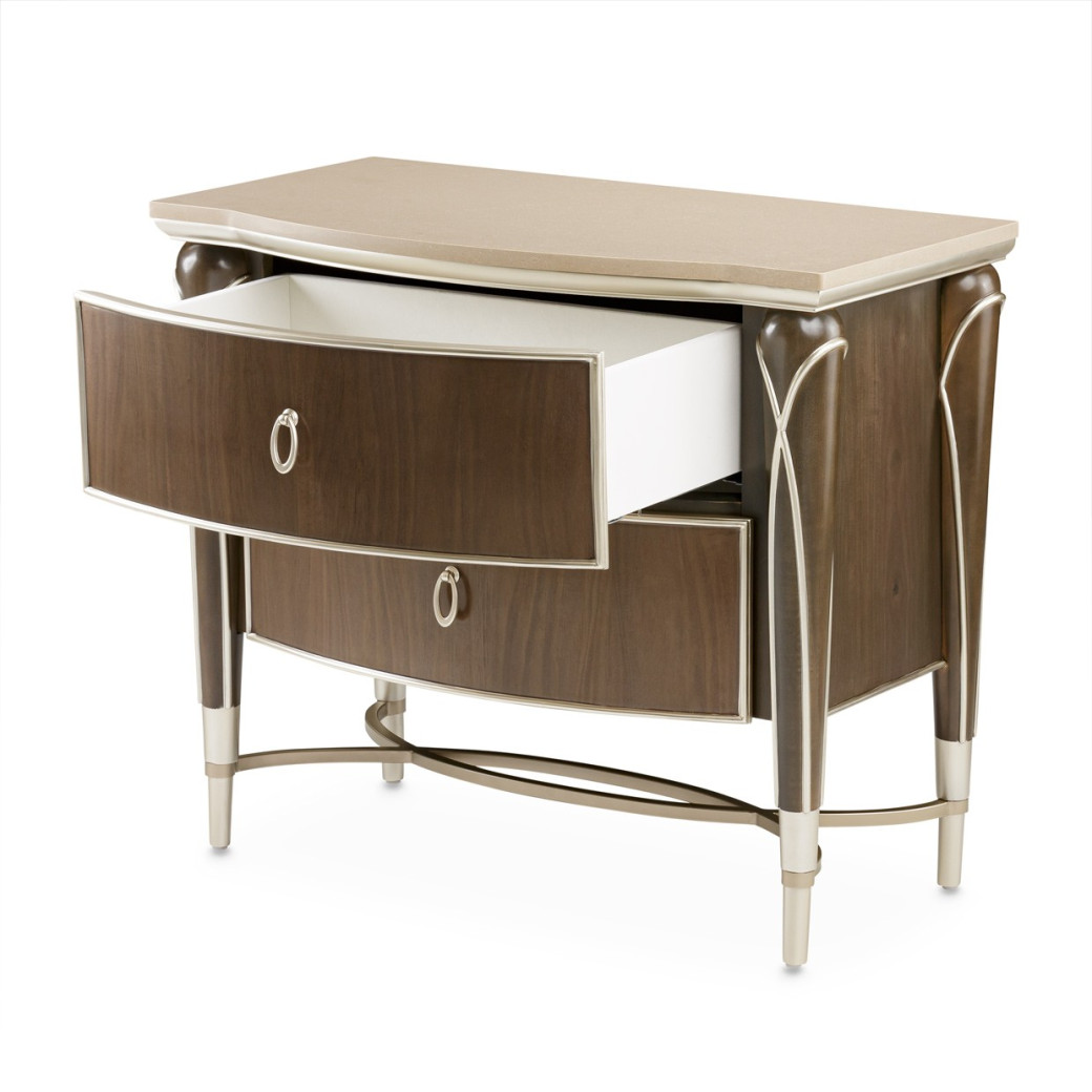Accent Cabinet-Night Stand Villa Cherrie Hazelnut Collection By Michael Amini