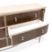 Storage Console- Dresser & Mirror Villa Cherrie Hazelnut Collection By Michael Amini