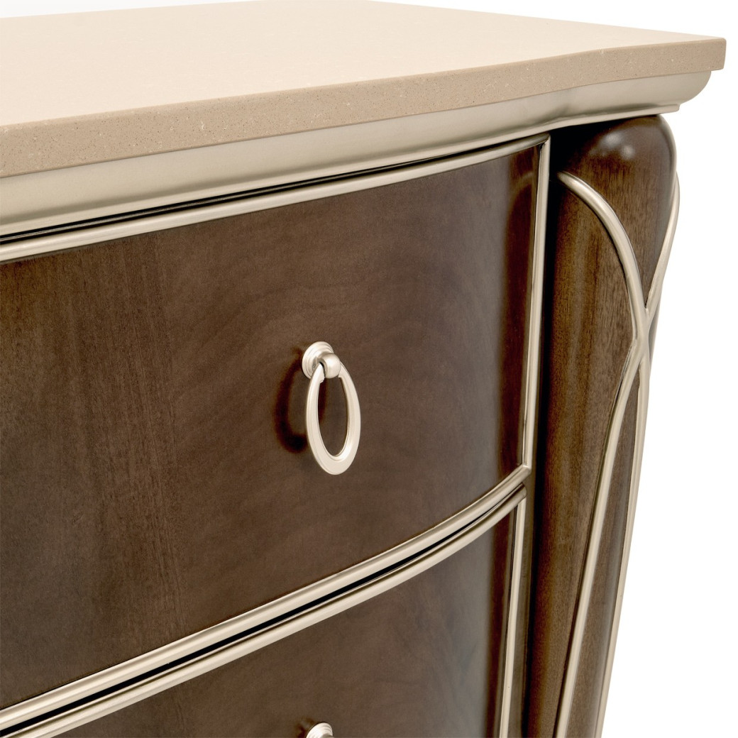 Storage Console- Dresser & Mirror Villa Cherrie Hazelnut Collection By Michael Amini
