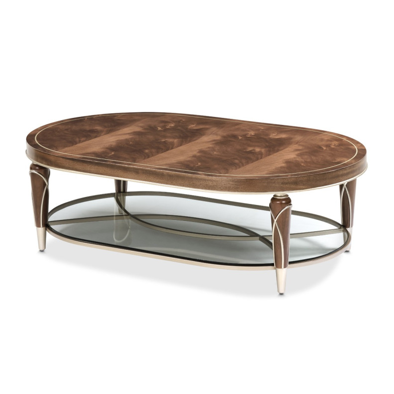 Oval Cocktail Table Villa Cherrie Hazelnut Collection By Michael Amini