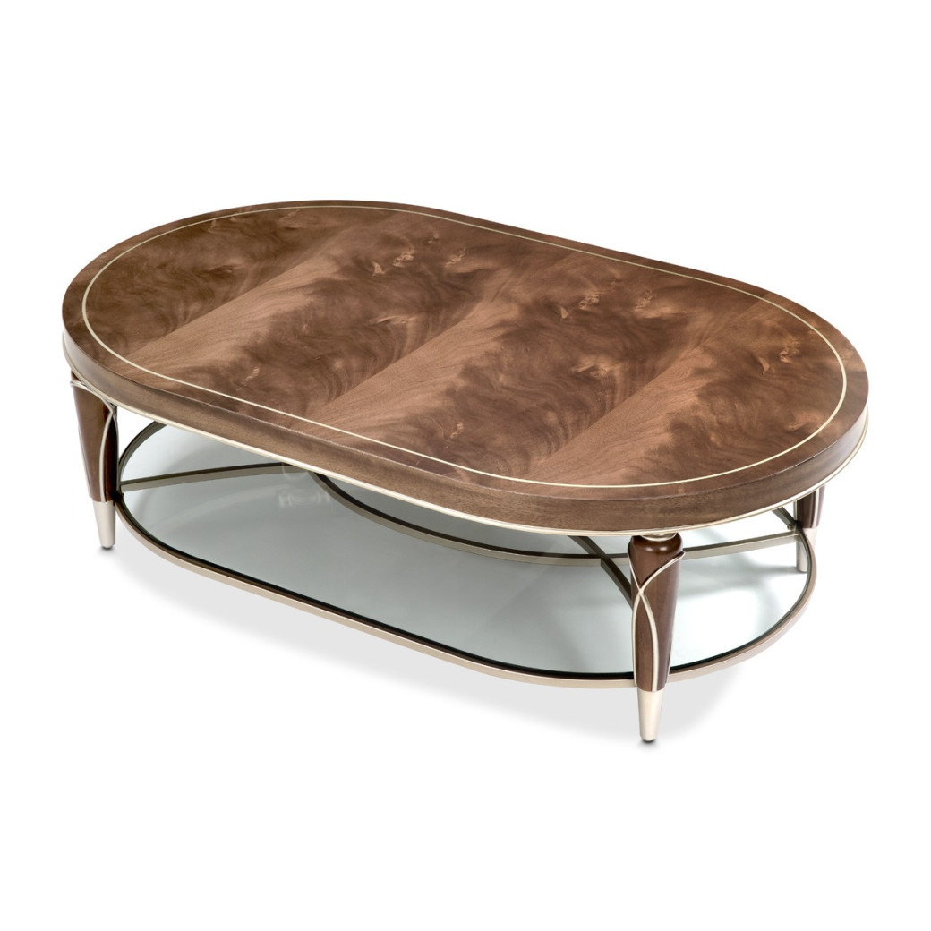 Oval Cocktail Table Villa Cherrie Hazelnut Collection By Michael Amini