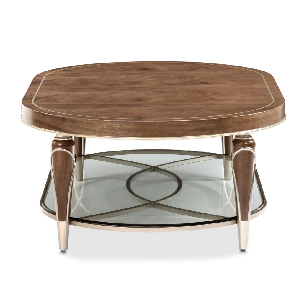 Oval Cocktail Table Villa Cherrie Hazelnut Collection By Michael Amini
