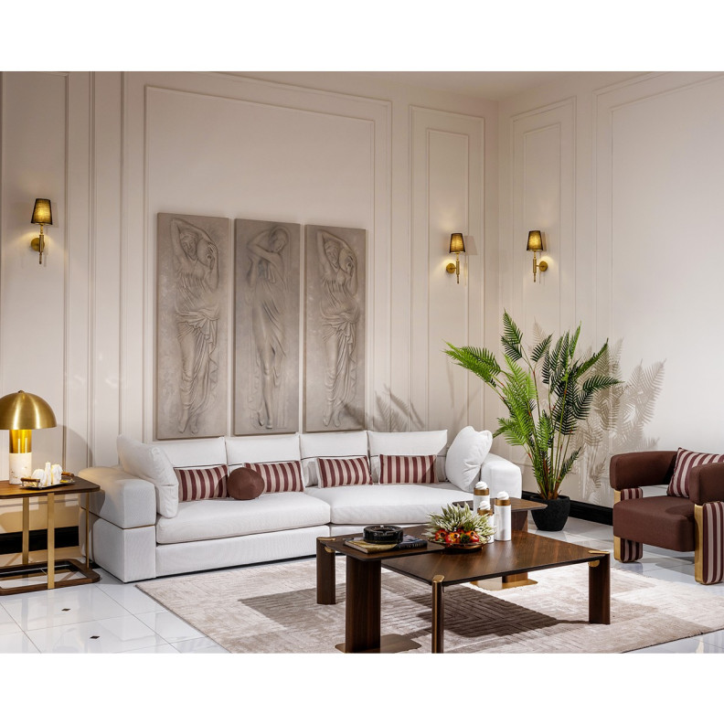 Amora 2 Pc Sofa Oatmeal Eggshell Walnut Collection By Michael Amini. LFR-AMRA816-OAT-223