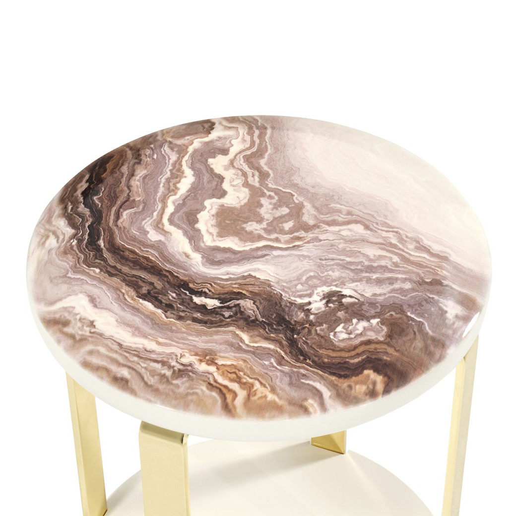 Chair Side Table Gold Ariana Collection By Michael Amini. LFR-ARNA222-806