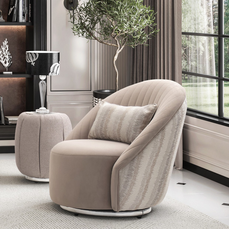 LFR-LUCA839-NGT-808 Swivel Chair Silver Lucca Collection By Michael Amini