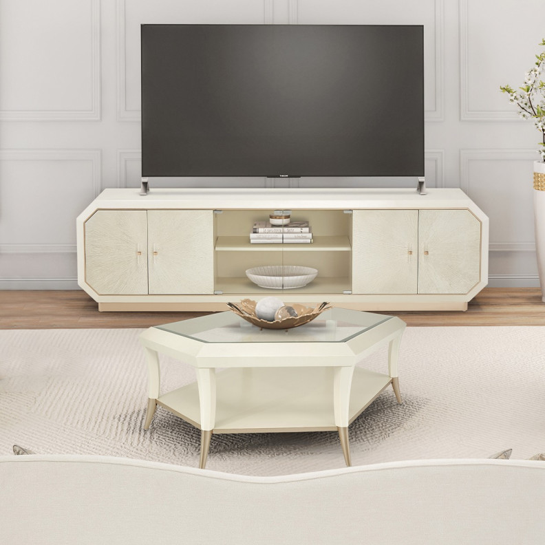 Media Cabinet Medium Champagne Rachelle Collection By Michael Amini