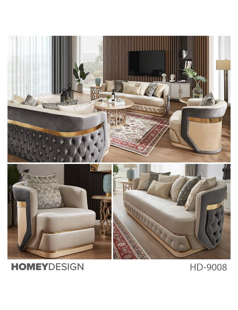 HD 9008 2PC Sofa & Loveseat Art Deco Style By Homey Design