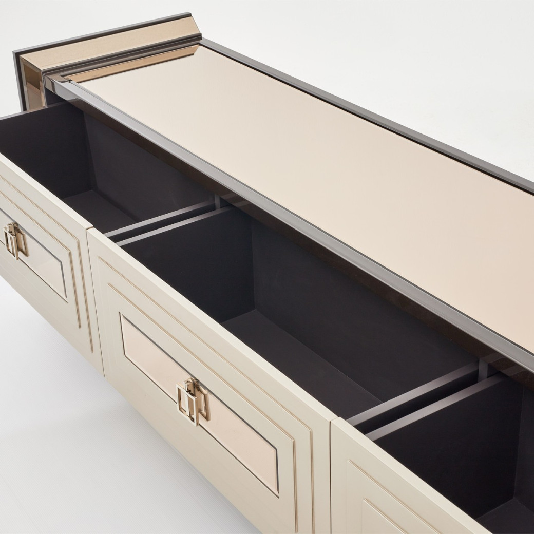 Media Cabinet Glossy Mocha Sand Lousanne Collection By Michael Amini . LFR-LUSN081-414