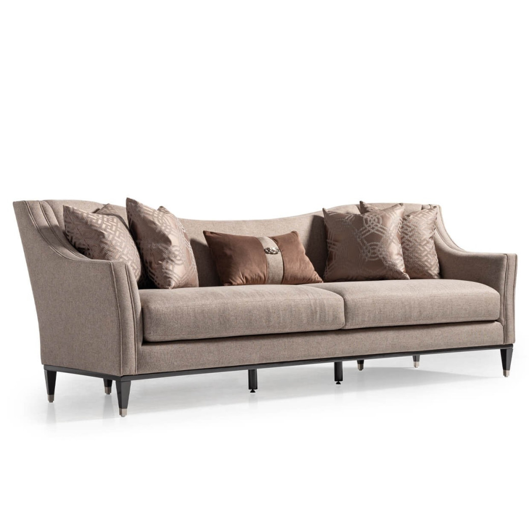 Mansion Sofa Pecan Glossy Mocha Sand Lousanne Collection By Michael Amini. LFR-LUSN816-PCN-414