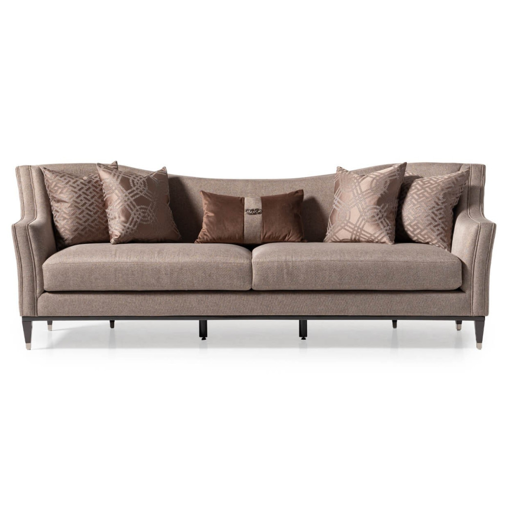 Mansion Sofa Pecan Glossy Mocha Sand Lousanne Collection By Michael Amini. LFR-LUSN816-PCN-414